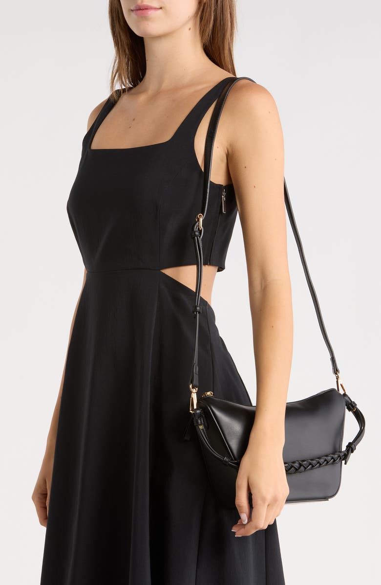 Melie Bianco Audrina Woven Handle Handbag, Alternate, color, Black