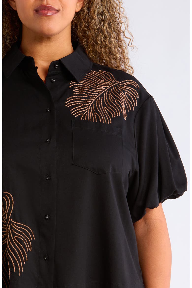 Drop Shoulder Bubble Sleeve Top, Alternate, color, BLACK