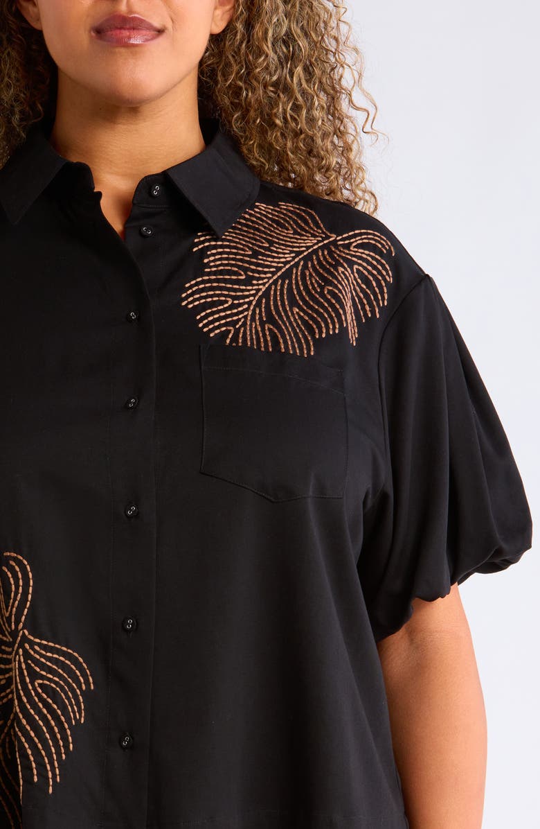 Wit & Wisdom Drop Shoulder Bubble Sleeve Top, Alternate, color, Black