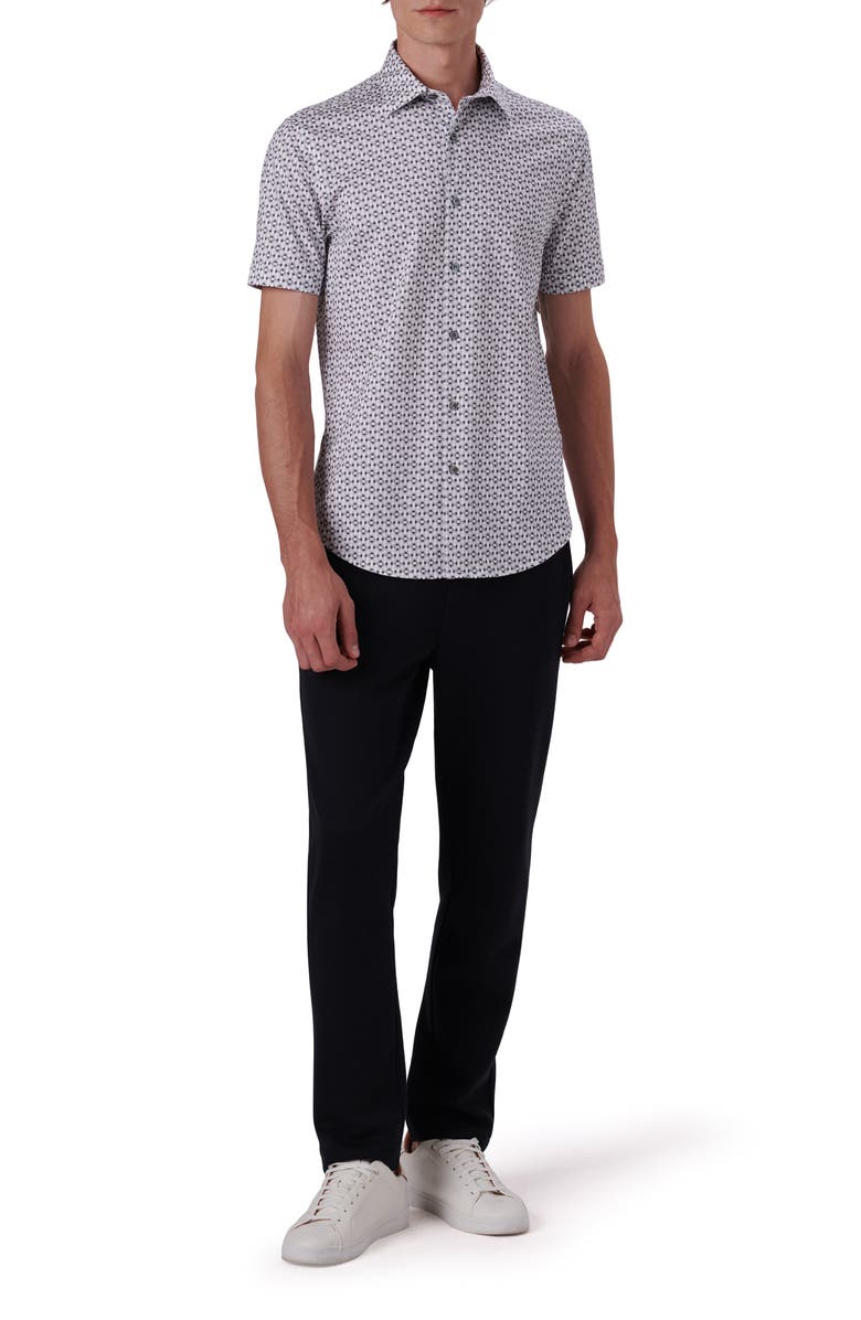 Bugatchi OoohCotton<sup>®</sup> Geo Print Short Sleeve Button-Up Shirt, Alternate, color, 
