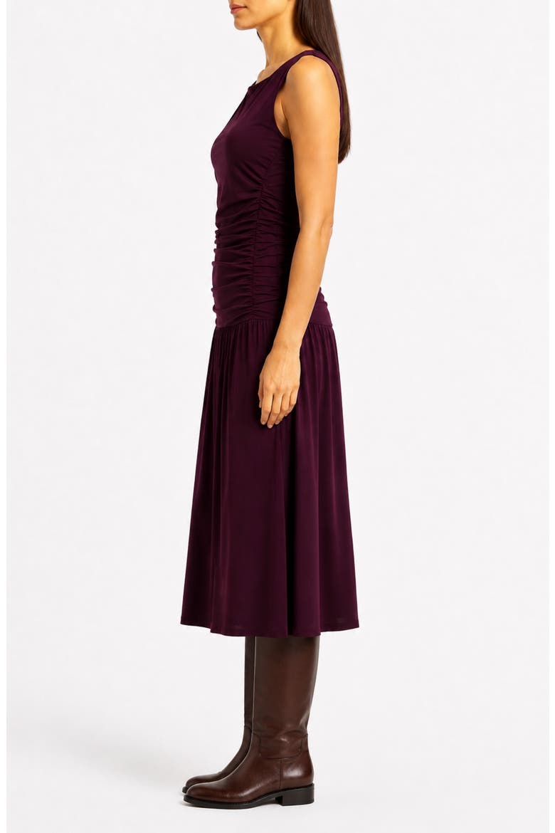Ruched Sleeveless Drop Waist Midi Dress, Alternate, color, WINTER BLOOM