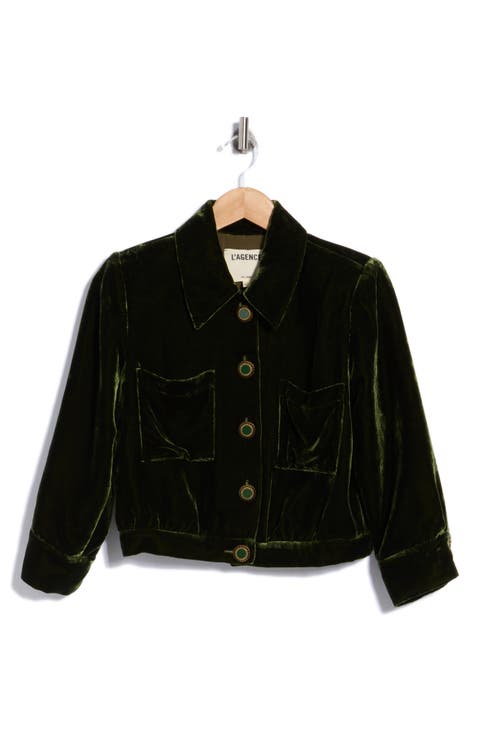 Jia Cropped Velvet Jacket