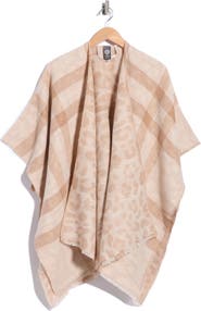 Vince Camuto Leopard & Plaid Reversible Topper