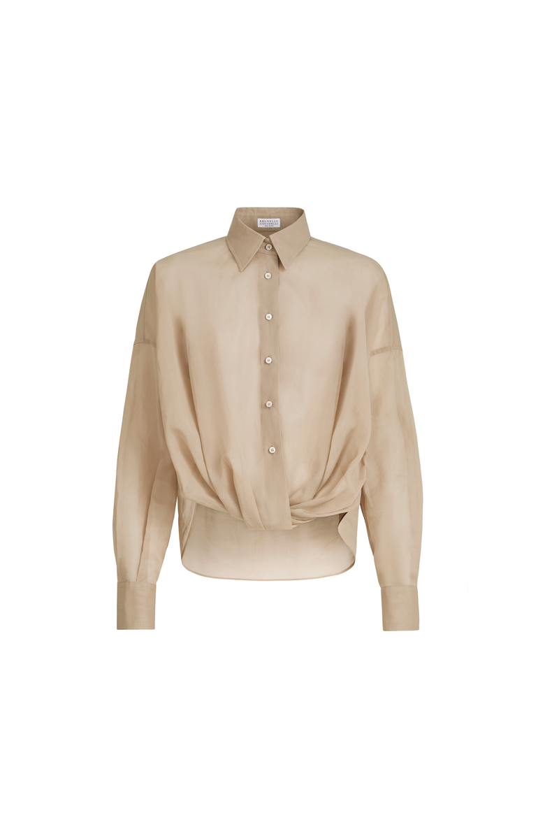 Brunello Cucinelli Organza shirt, Main, color, Beige