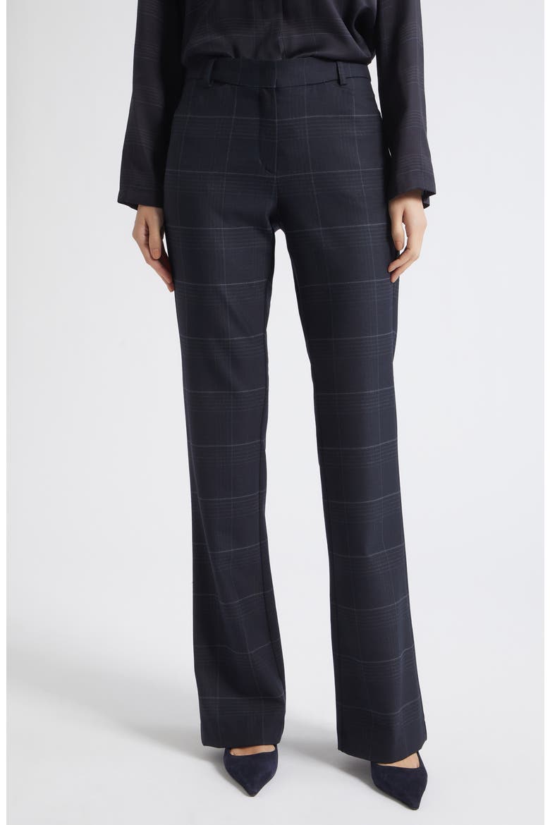 Galante Plaid Wool Blend Straight Leg Pants, Main, color, NAVY