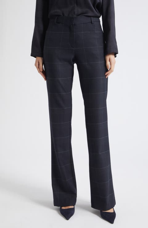 Galante Plaid Wool Blend Straight Leg Pants