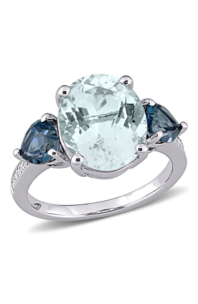 Julianna B. Aquamarine, Topaz & Diamond 3-Stone Ring, Main, color, Aquamarine