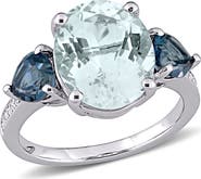 Julianna B. Aquamarine, Topaz & Diamond 3-Stone Ring