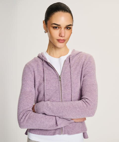 Signature Cashmere Cropped Zip Up Hoodie