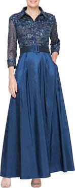 Alex Evenings Embroidered A-Line Cocktail Dress