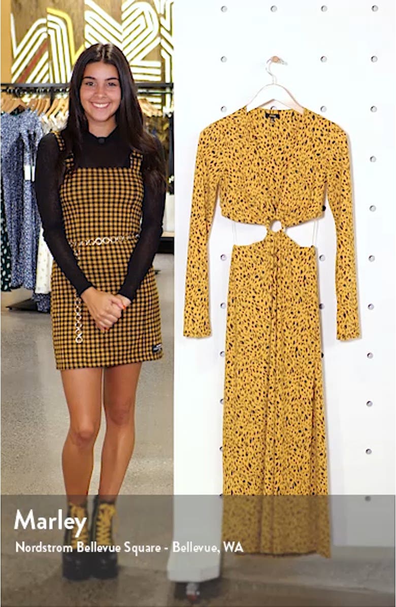 Lola Leopard Print Cutout Detail Long Sleeve Midi Dress, sales video thumbnail