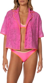 Maaji Octavia Fuchsia Flower Cover-Up Shirt