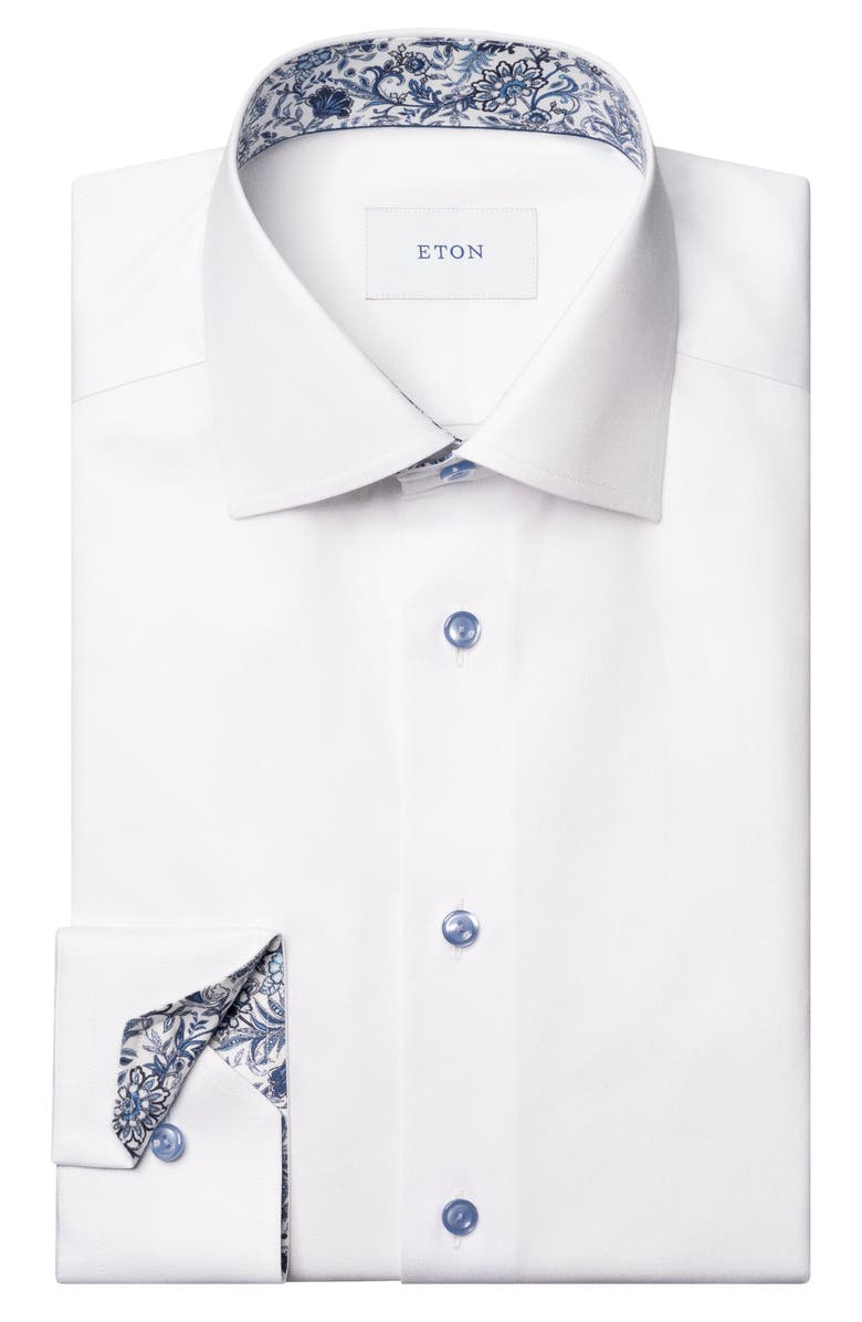 Eton Contemporary Fit Cotton Dress Shirt, Alternate, color, White