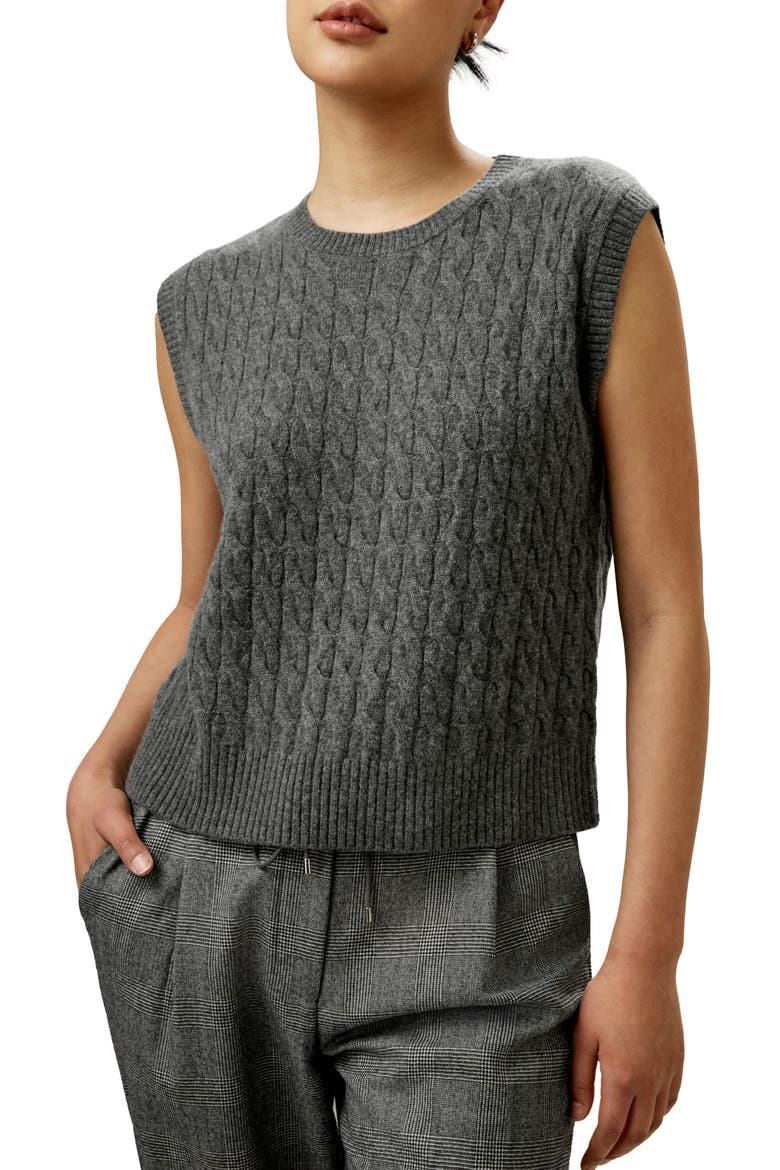 Women's Baby Cashmere Sweater Vest, Main, color, Medium Gray