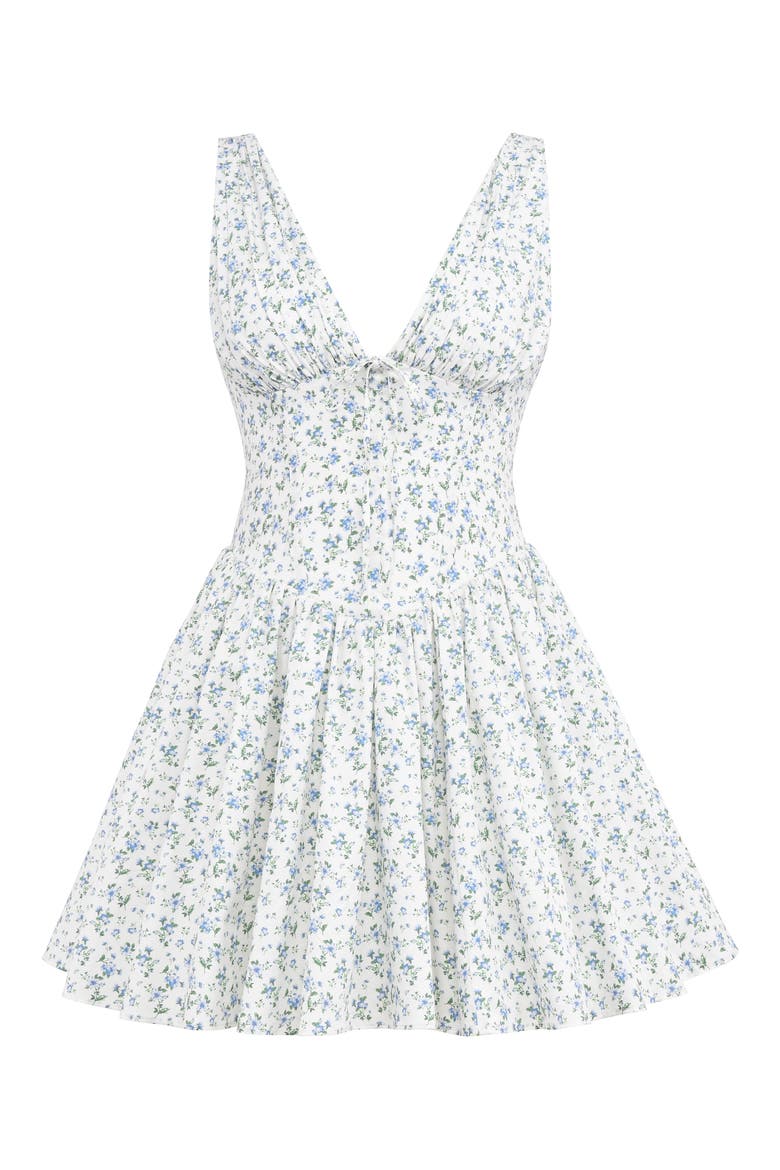 Fabrizia Floral Corset Minidress, Alternate, color, PRINT COTTAGE BLUE