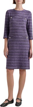 Misook Metallic Tweed Shift Sweater Dress
