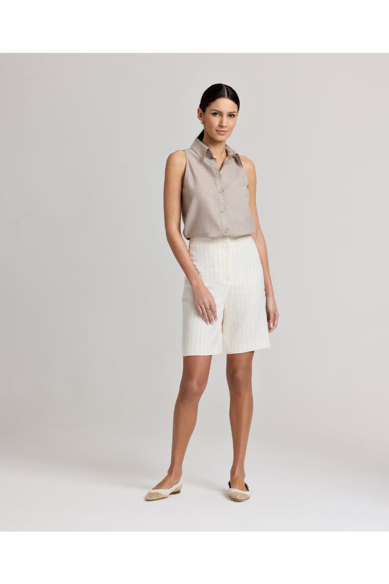 Corine Pinstripe Tailored Shorts, Alternate, color, Taupe Pin Stripe