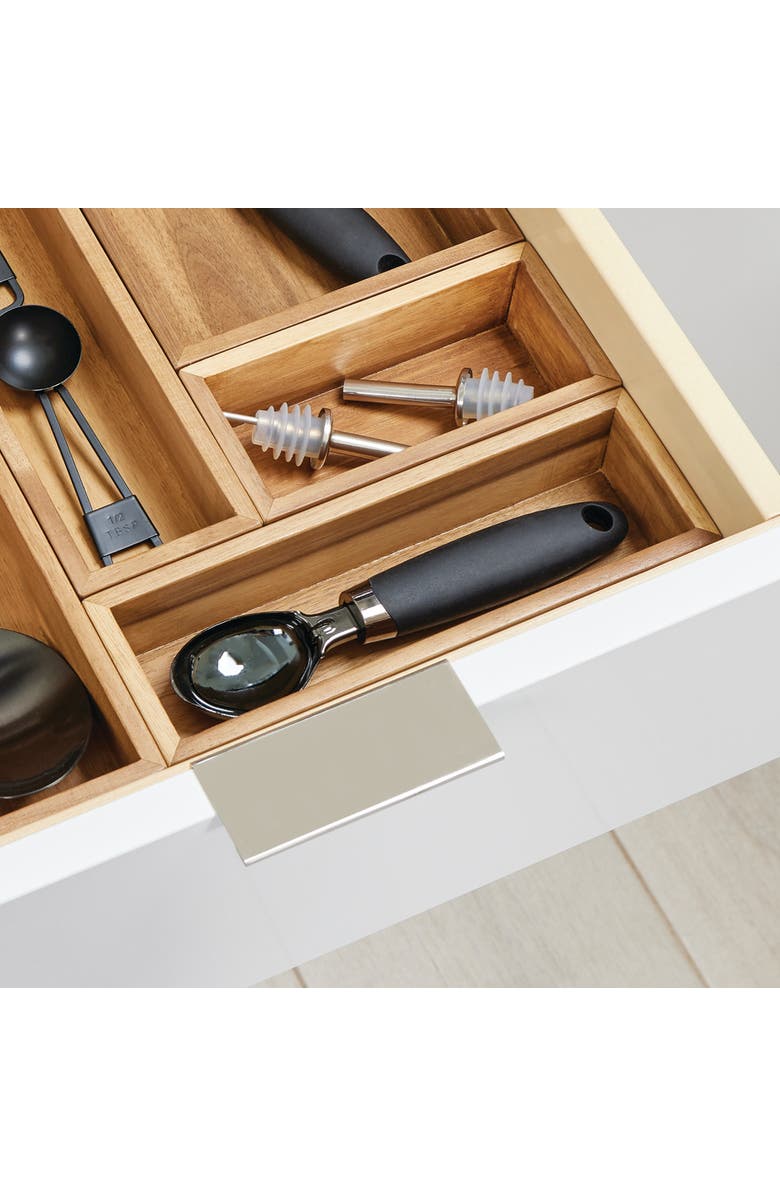 iDesign Acacia Wood Kitchen Drawer Organizer - Set of 3 - Natural, Alternate, color, Natural