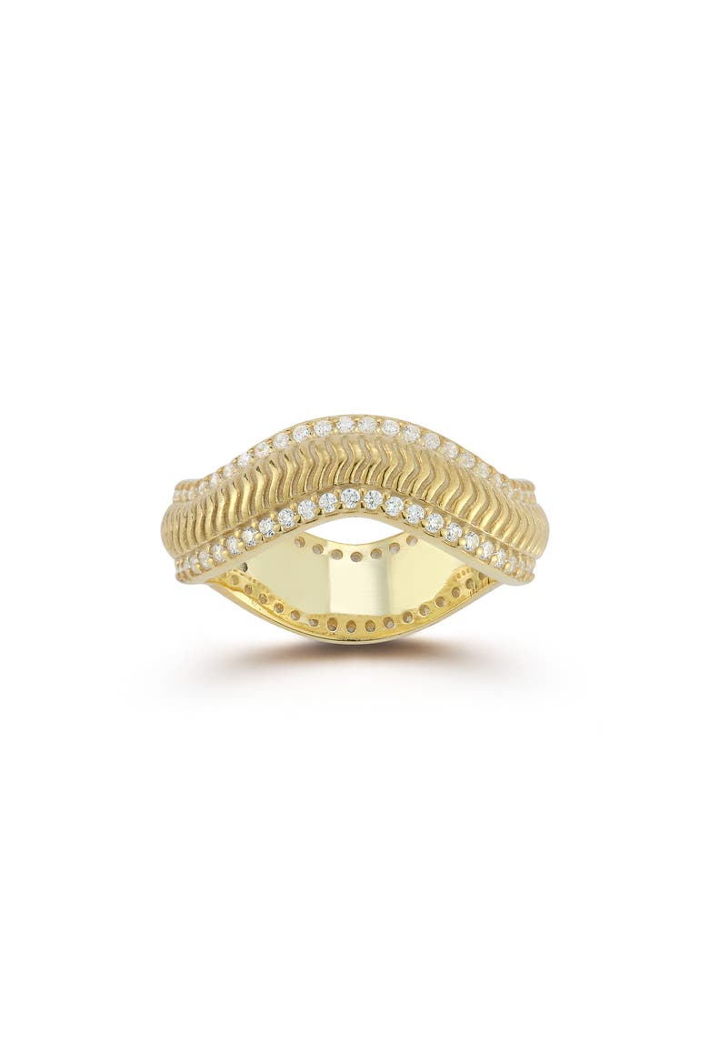 Cubic Zirconia Wavy Band Ring, Main, color, GOLD