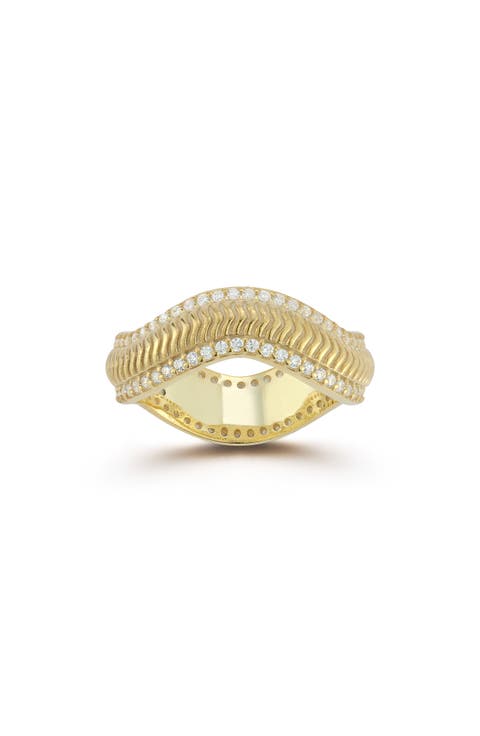 Cubic Zirconia Wavy Band Ring