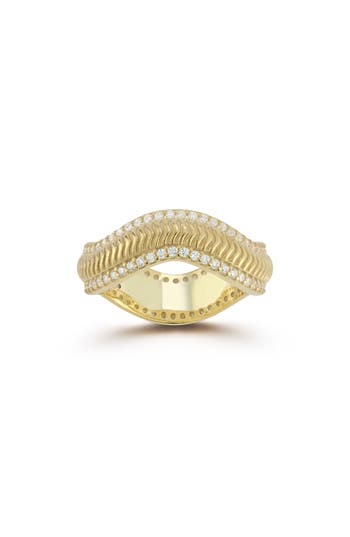 Chloe & Madison Chloe And Madison Cubic Zirconia Wavy Band Ring In Gold