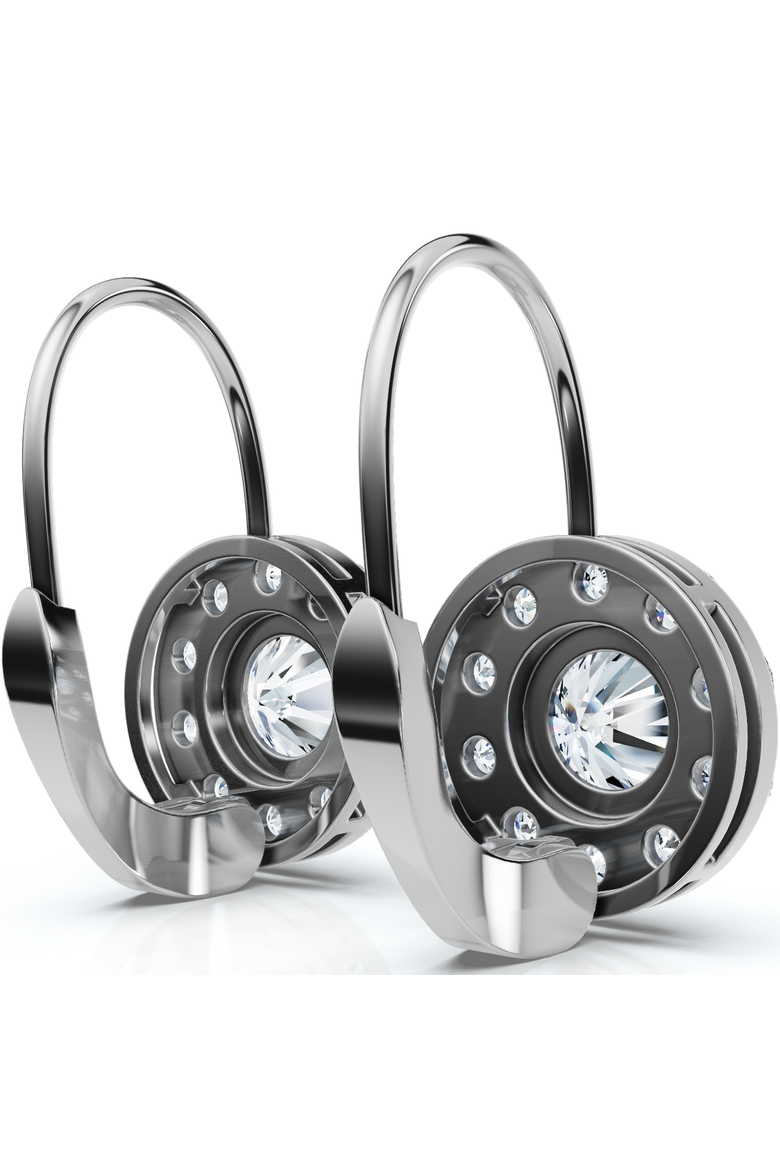 1.90Ct Halo Diamond Studs With Lever Backs Lab Grown Hoops Small 1/2" Tall, Alternate, color, Silver