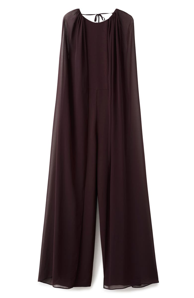MANGO Capelet Sleeve Wide Leg Jumpsuit, Alternate, color, Chocolate