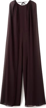 MANGO Capelet Sleeve Wide Leg Jumpsuit