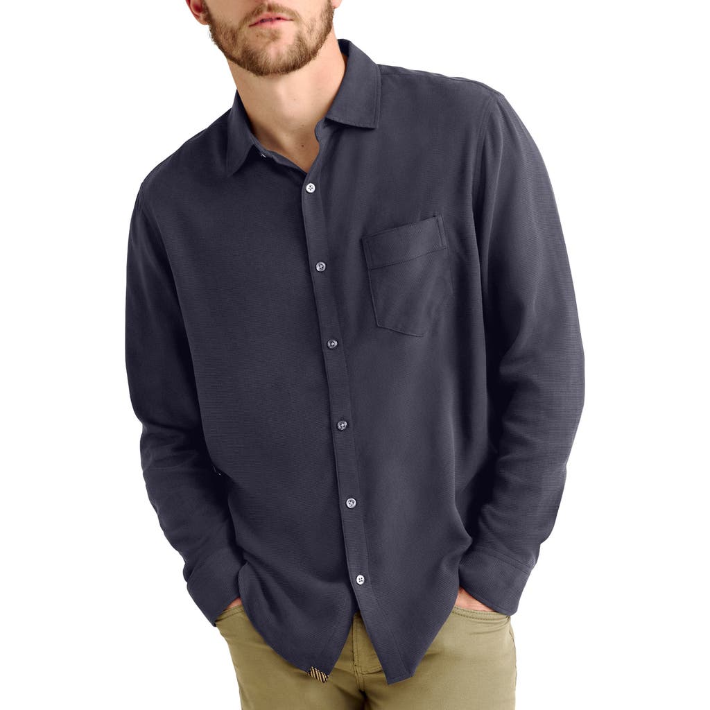 Billy Reid Rosedale Standard Fit Textured Silk & Cotton Button-up Shirt In Blue