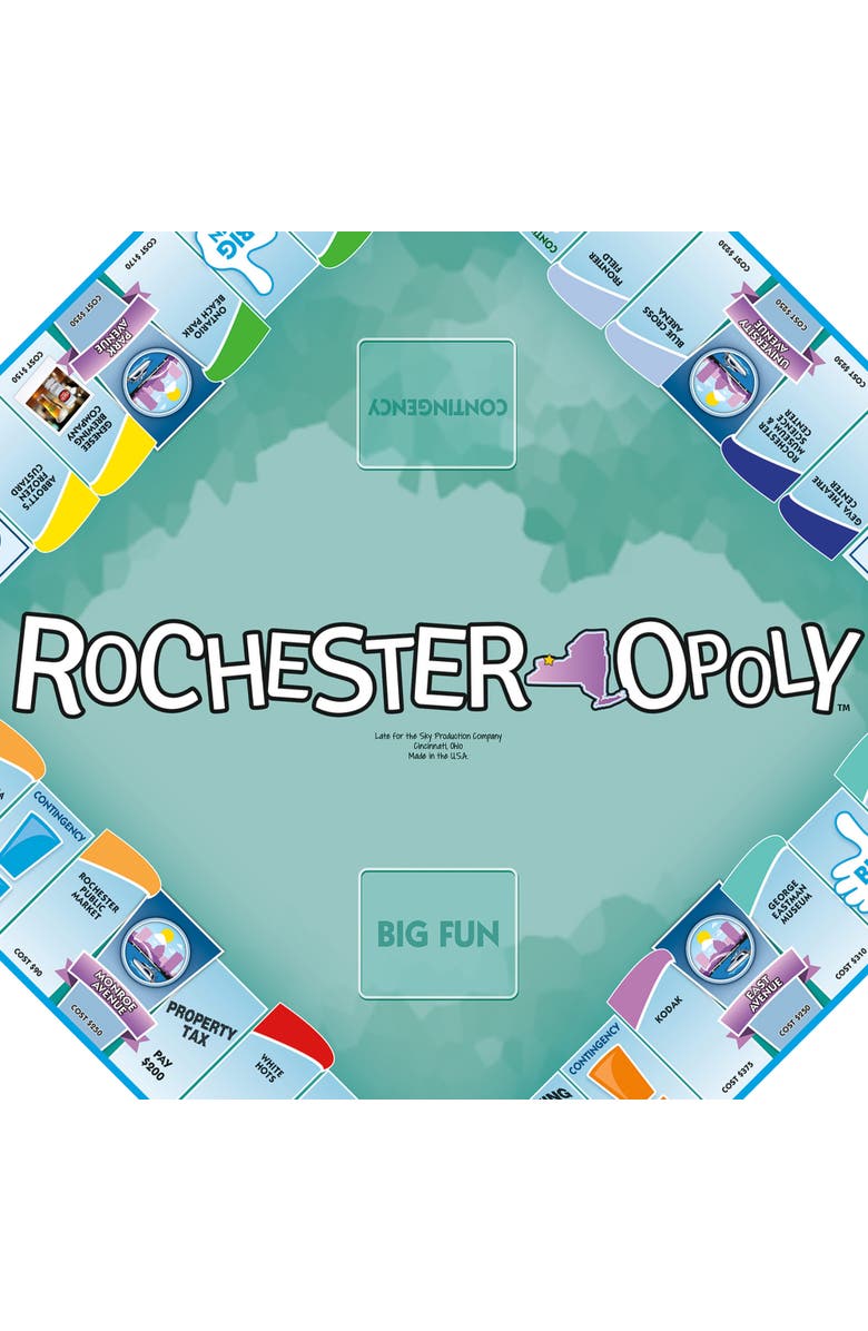 Late for the Sky Rochesteropoly Monopoly Board Game, Alternate, color, Multicolored