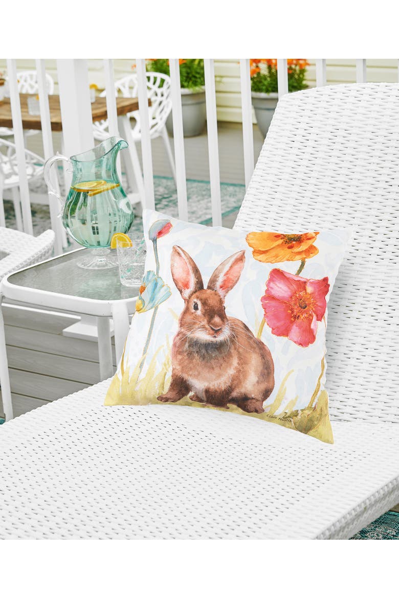 Sitting Easter Bunny Indoor/Outdoor Accent Throw Pillow 18" x 18", Alternate, color, Green