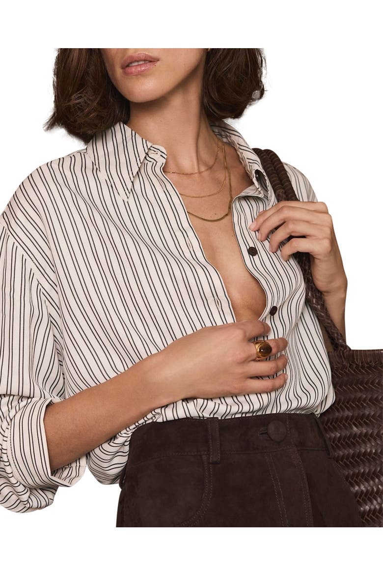 Collared Poplin Button Down Shirt, Main, color, Brown