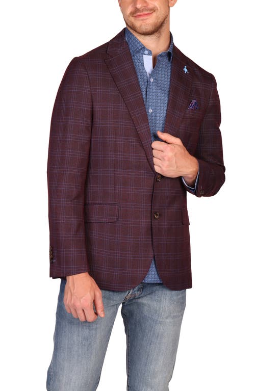 Tailorbyrd Modern Fit Glen Plaid Mèlange Sport Coat In Burgundy
