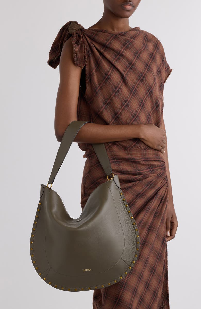 Isabel Marant Oskan Bubble Soft Leather Hobo Bag, Alternate, color, Khaki