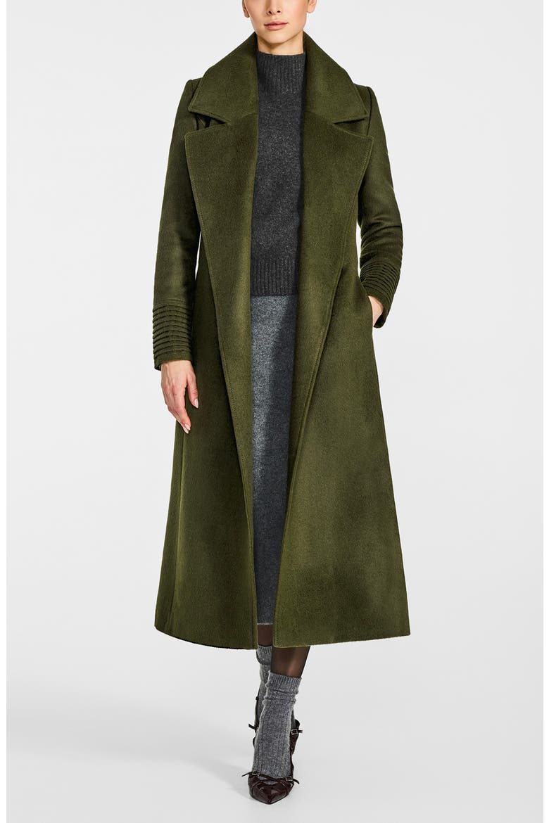 Belted Baby Alpaca & Wool Coat, Alternate, color, OLIVE