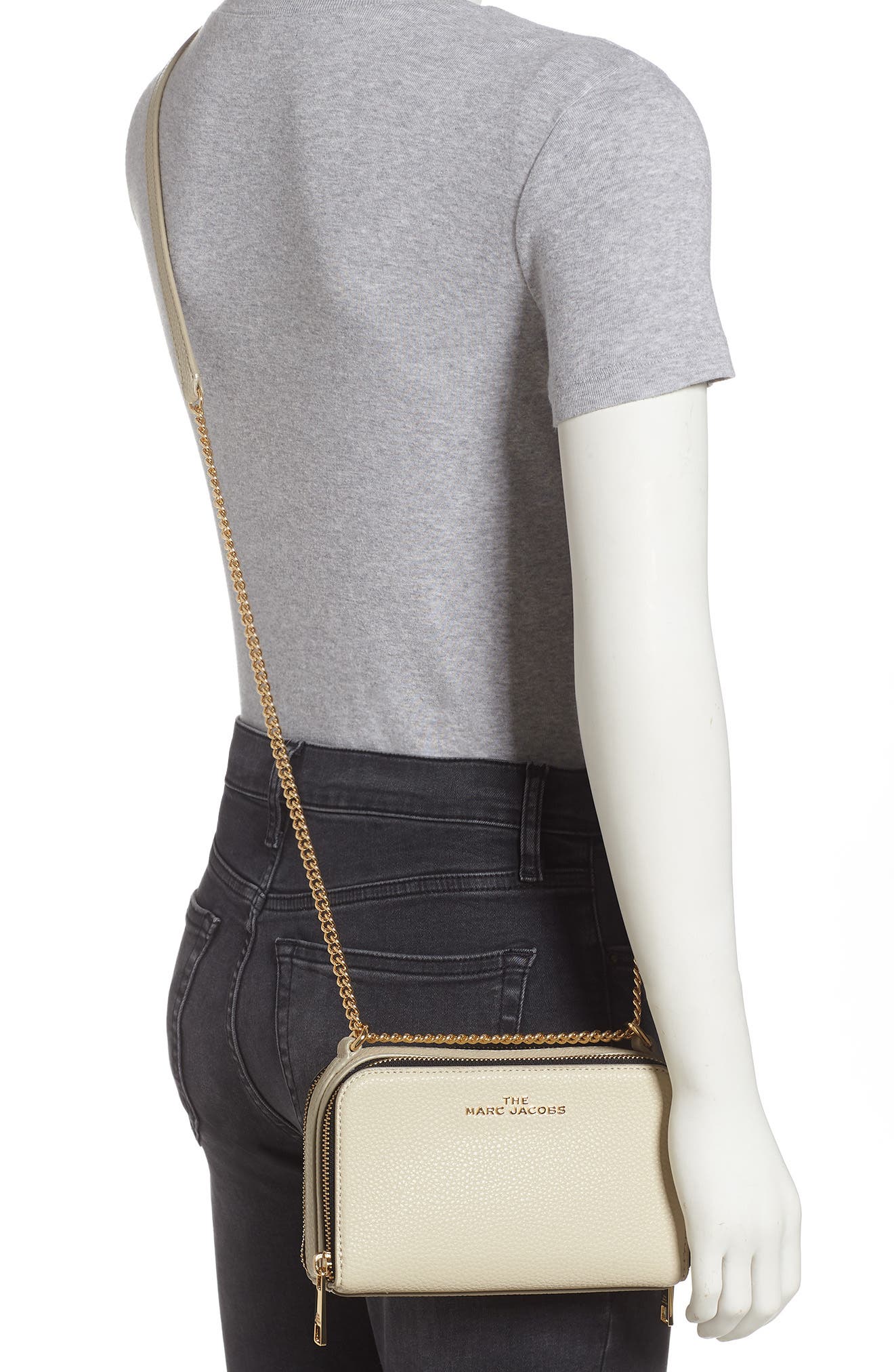 The Marc Jacobs Leather Crossbody Bag, Alternate, color, OATMILK