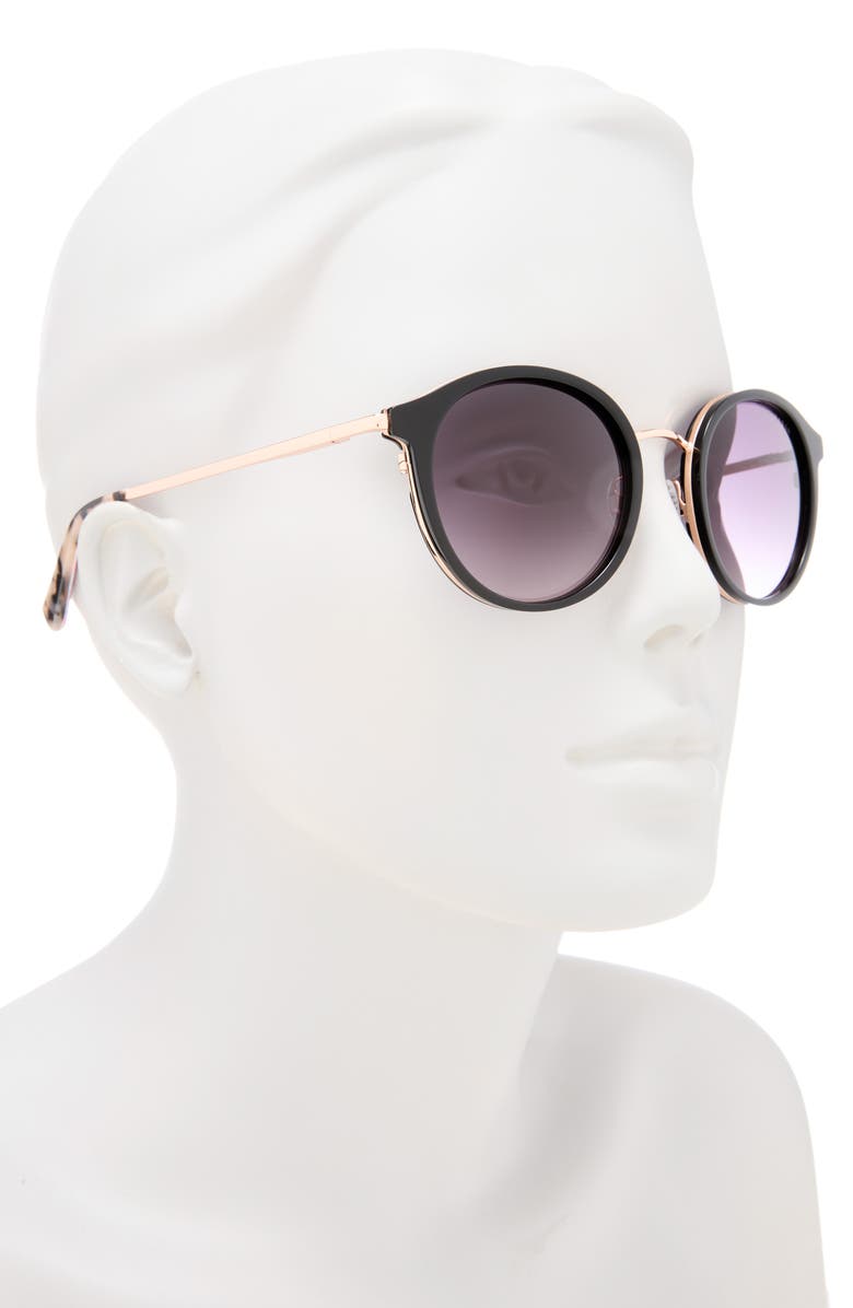Ted Baker 51mm Round Sunglasses, Alternate, color, Black
