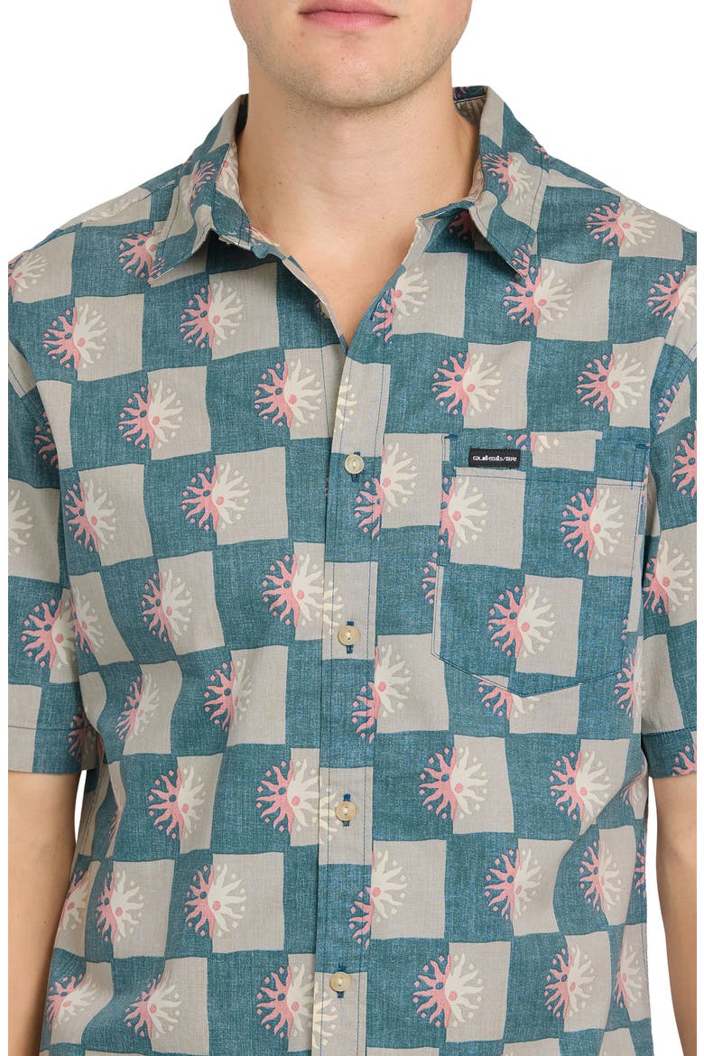 Sundial Classic Short Sleeve Stretch Cotton Button-Up Shirt, Alternate, color, MEDITERRANEAN