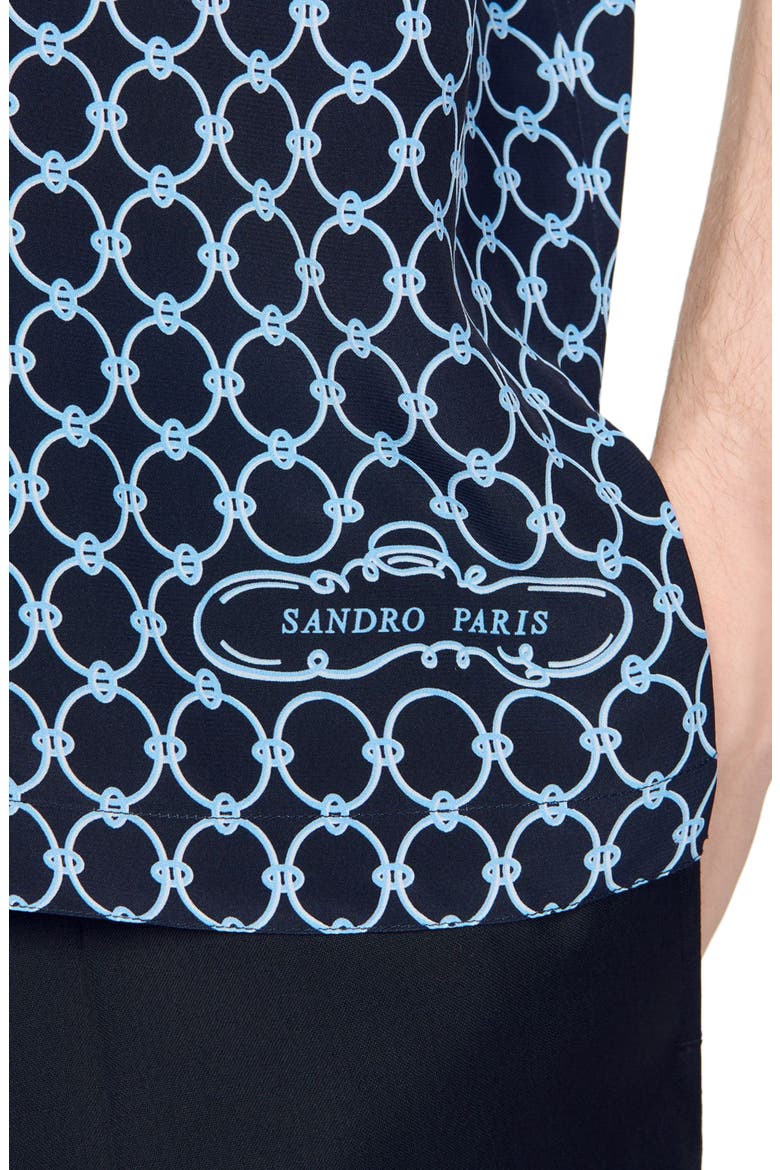 Link print loose-fit shirt, Alternate, color, Navy blue