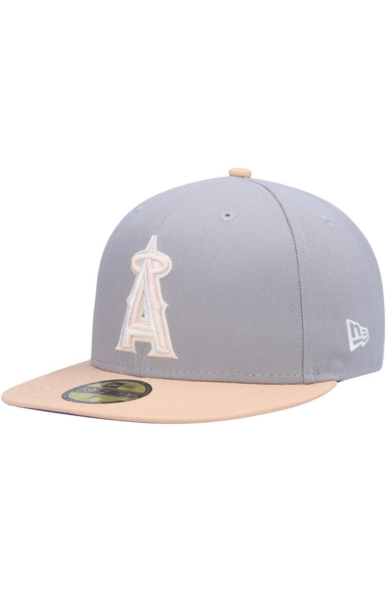 New Era Men's New Era Gray/Peach Los Angeles Angels 2010 MLB All-Star Game Purple Undervisor 59FIFTY Fitted Hat, Alternate, color, 
