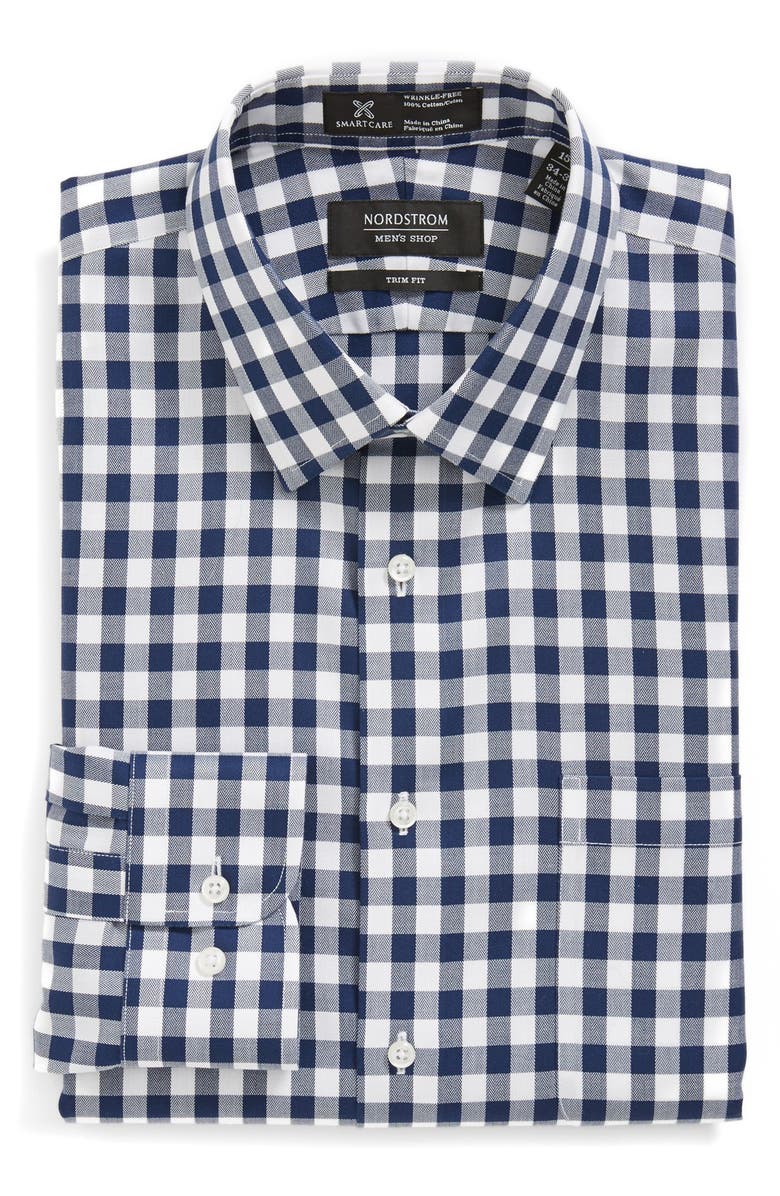 NORDSTROM MEN'S SHOP Nordstrom Smartcare<sup>™</sup> Trim Fit Check Dress Shirt, Main, color,