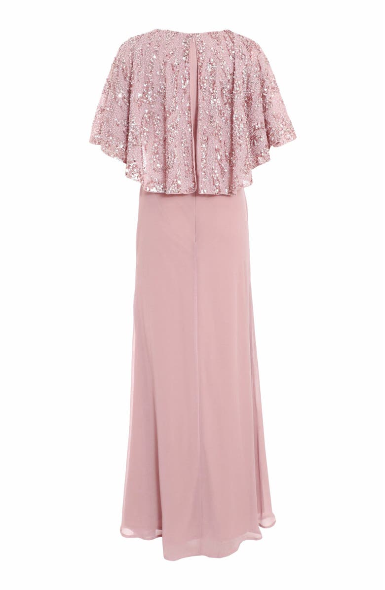 QUIZ Sequin Cape Sleeve Maxi Dress, Alternate, color, 