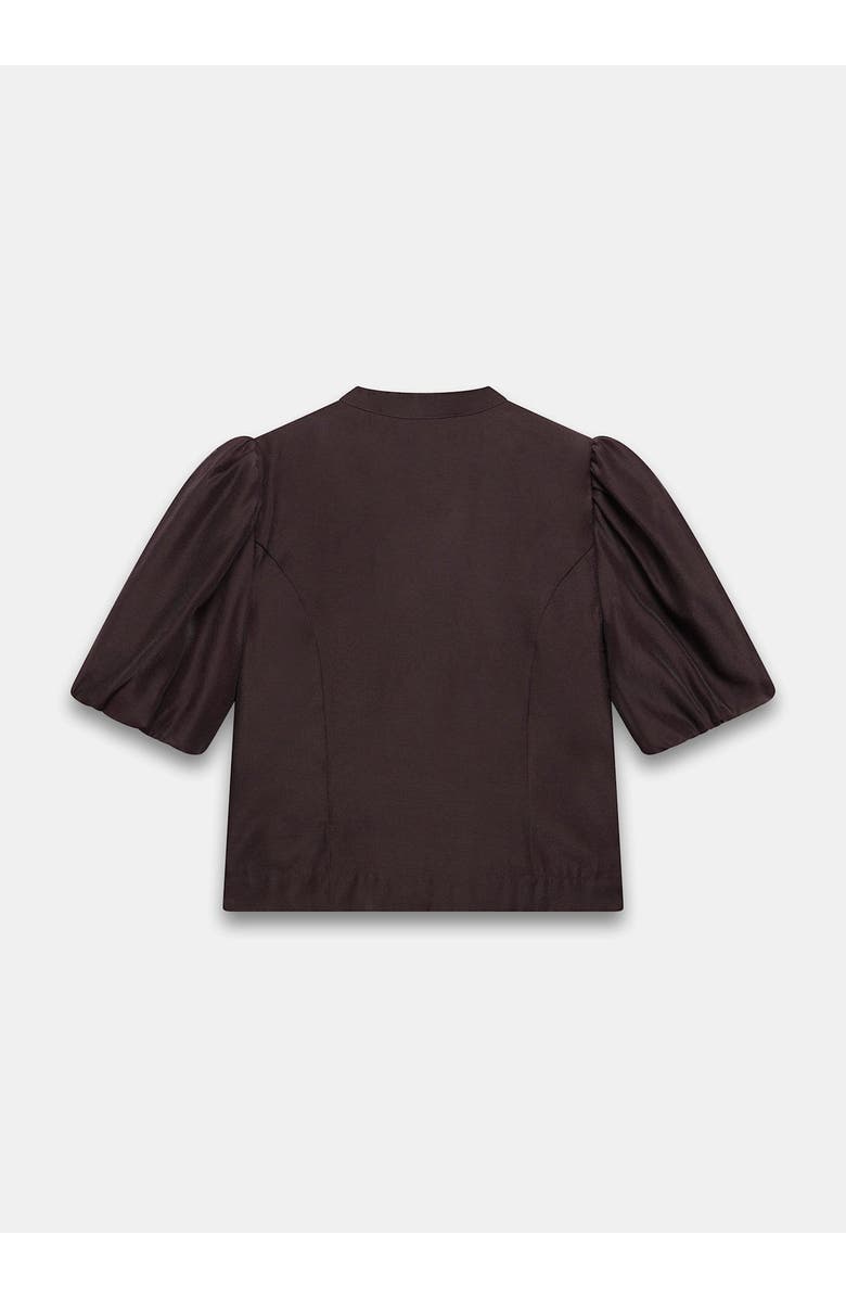 MINT VELVET Puff Sleeve Top with Flower Detail, Alternate, color, Burgundy