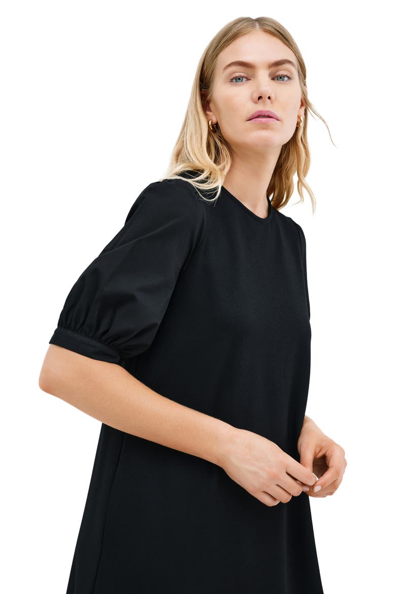 Olivia Mixed Media Midi Dress, Alternate, color, BLACK