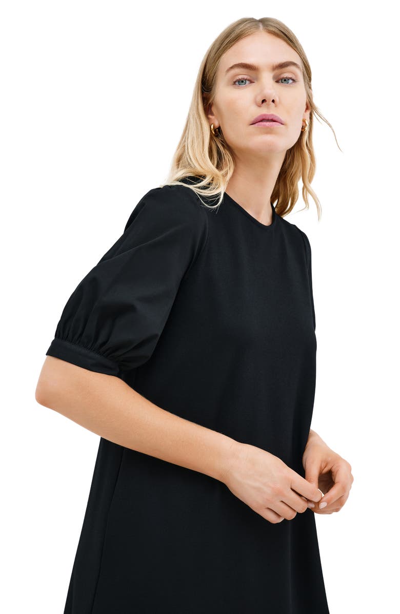 Marcella Olivia Mixed Media Midi Dress, Alternate, color, Black