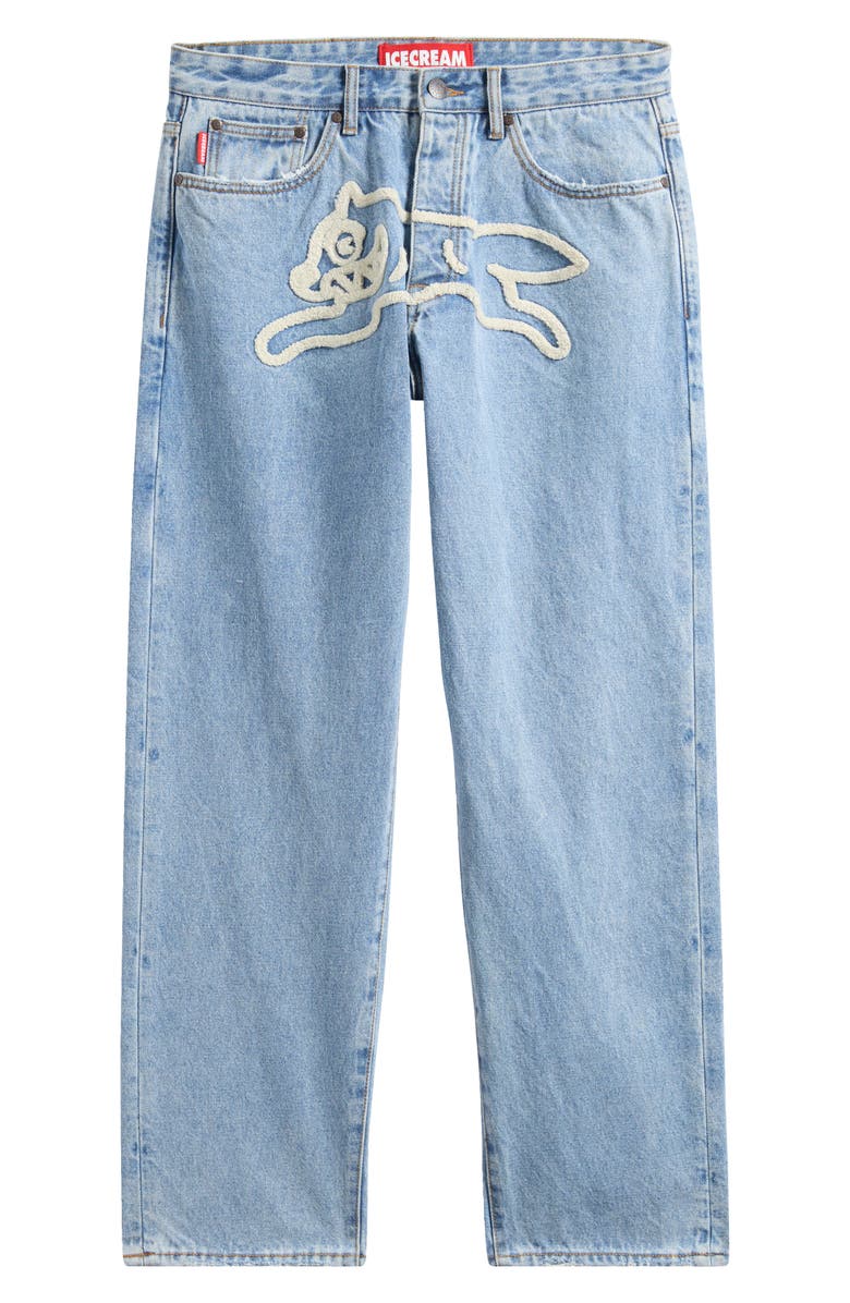 ICECREAM Vanilla Fit Cherry Running Dog Appliqué Jeans, Alternate, color, Butter Pecan