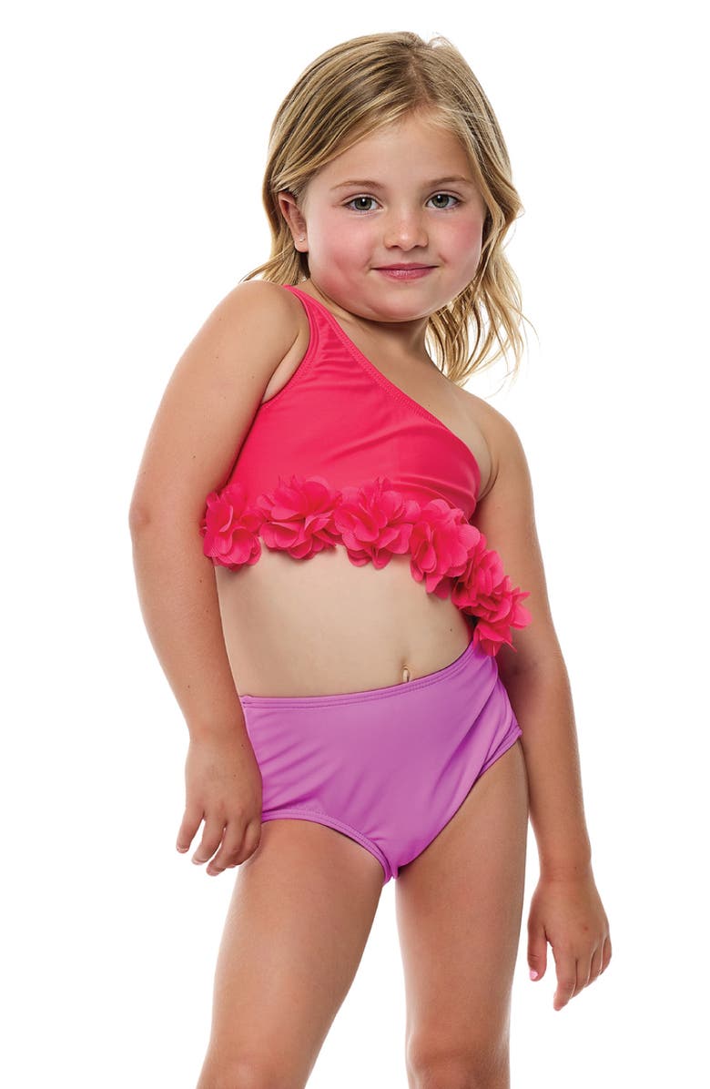 Beach Lingo Kids' Rosette Cutout One-Piece Swimsuit, Alternate, color, 