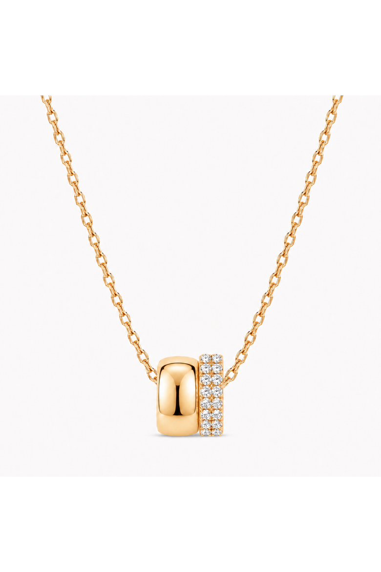 Gold-Tone Pavé Double Ring Pendant Necklace, Main, color, Gold