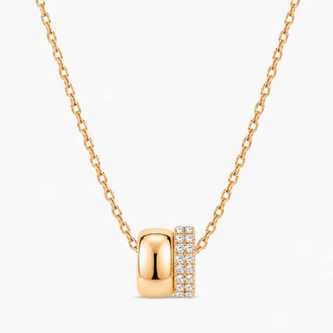 Gold-Tone Pavé Double Ring Pendant Necklace