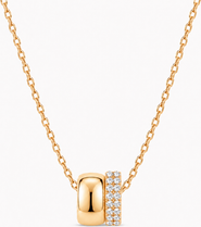 Donatello Gian Gold-Tone Pavé Double Ring Pendant Necklace